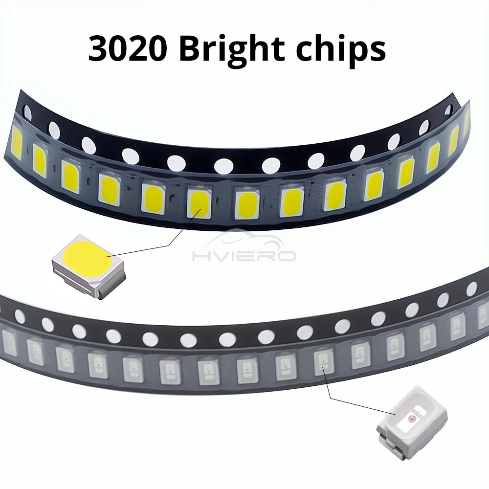 bande led 3020 smd bleu vert rouge blanc jaune adhésive moderne decoration 100pieces