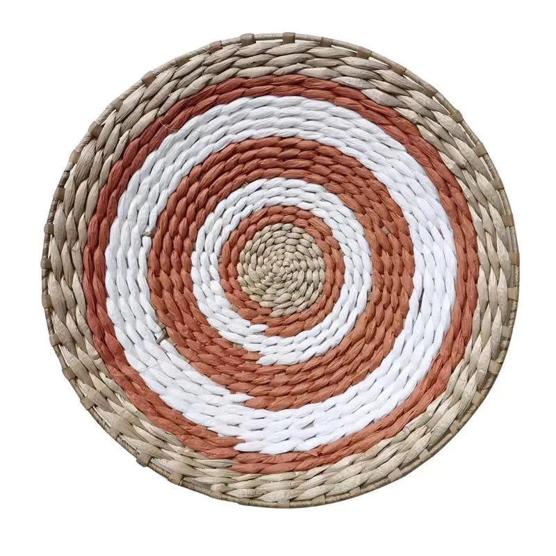 assiette décorative ethnique boho chic motif zigzag couleur naturelle mur cuisine salon maison rustique