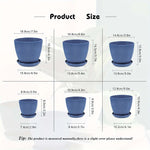 Pots fleurs rayures verticales résine bleu vert blanc soucoupe drainage moderne