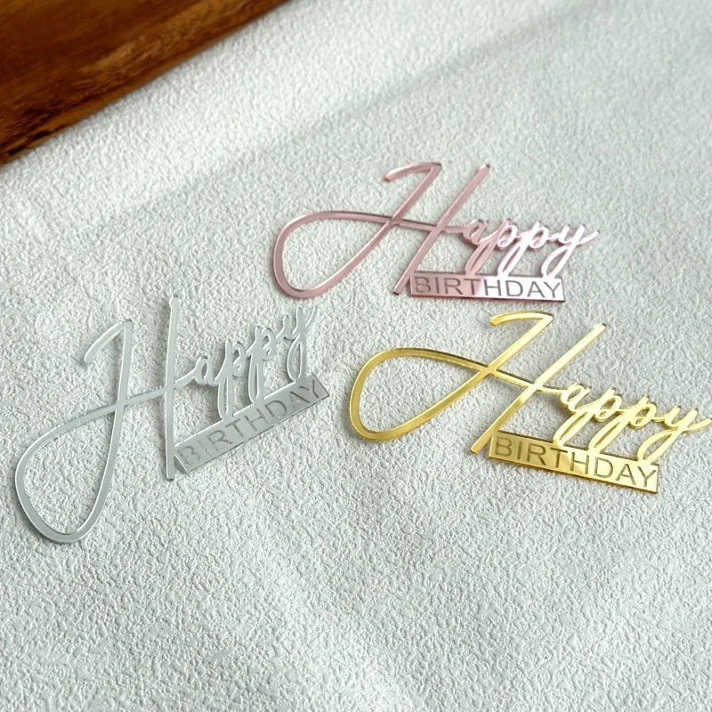 broches or happy birthday lettrage cursive moderne élégantes unisexes adultes fêtes anniversaires