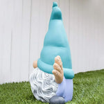 statue gnome bleu turquoise fantaisiste décoration jardin résine fleurs colorées