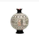vase art déco oiseau stylisé motifs géométriques noir blanc orange