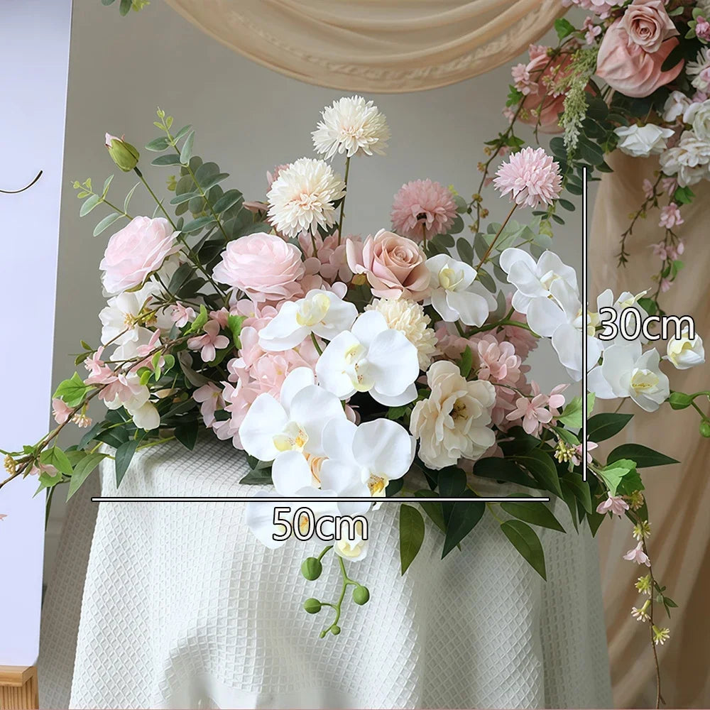 bouquet artificiel rose feuilles vertes mariage anniversaire baby shower extérieur classique fleurs variées
