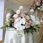 bouquet artificiel rose feuilles vertes mariage anniversaire baby shower extérieur classique fleurs variées