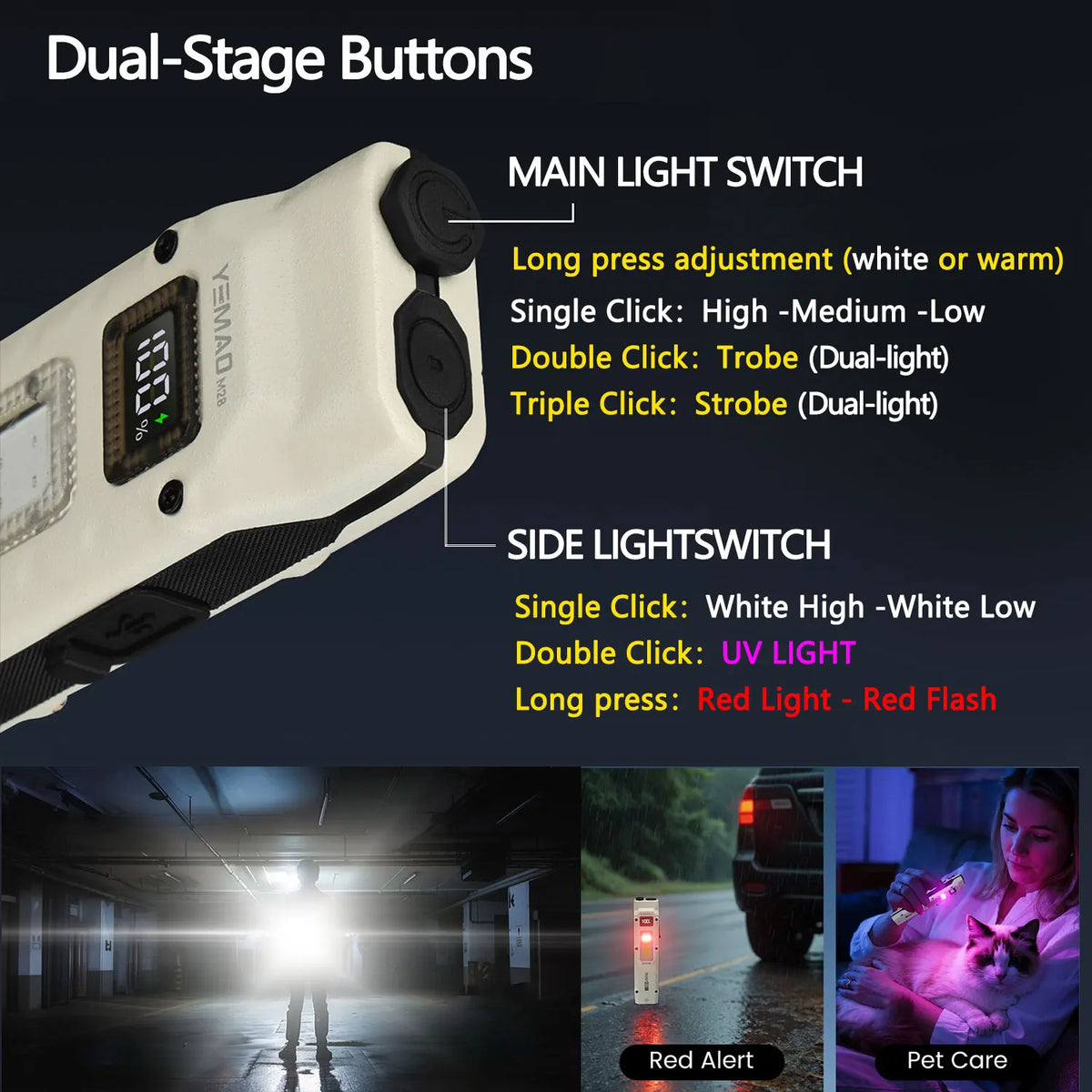 lampe torchon led rechargeable lumen blanc moderne compact clip uv intense