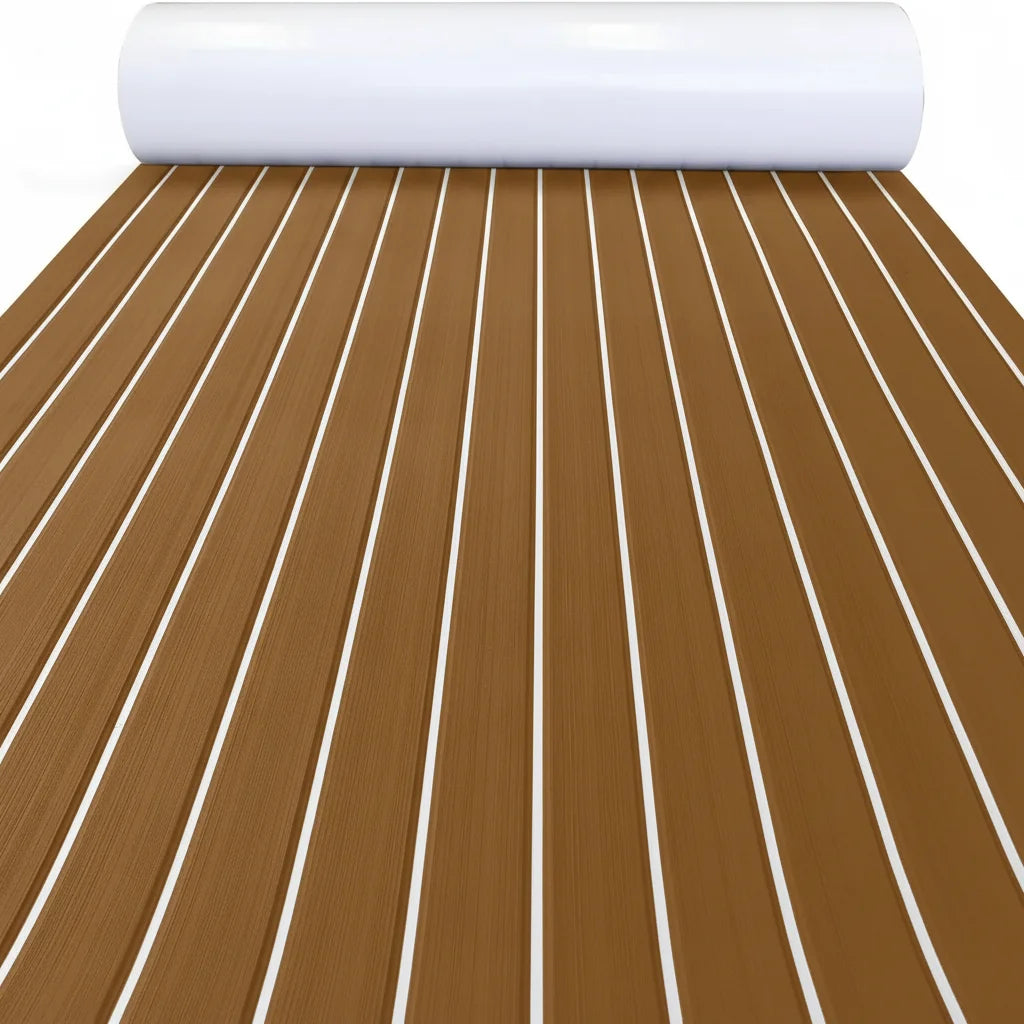 revêtement sol bateau mousse eva imitation teck antidérapant adhésif marron noir yacht
