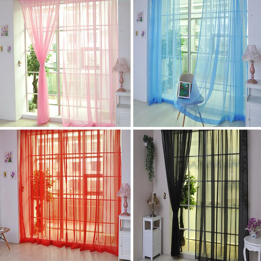 rideau transparent moderne fin vertical plissé couleurs vives turquois orange rouge violet rose blanc
