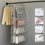 sac main blanc gris maille transparente moderne crochets métalliques réutilisable pvc utilisation multiple organisateur