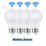 ampoules led detecuteur mouvement auto intelligent infrarouge blanc mat moderne e27 6w 9w 12w