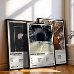 affiches encadrées modernes paysages naturels textes imprimés noir blanc gris opaque minimaliste