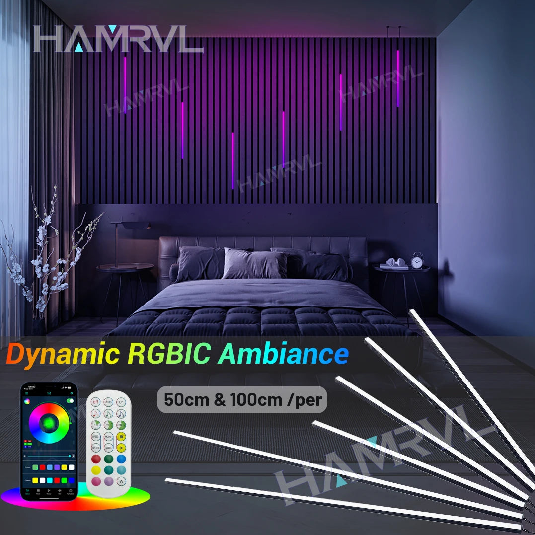 ruban led vert bleu rose blanc moderne éclairage encastré rgb synchronisation musicale effets poursuite
