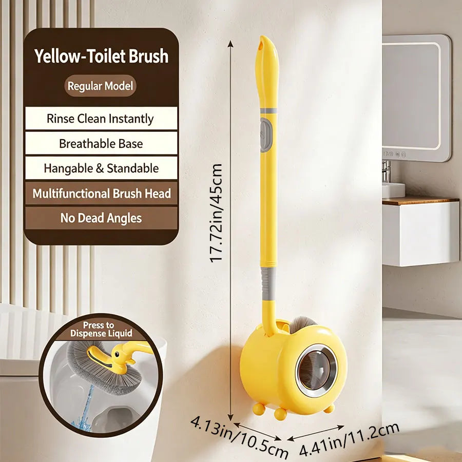brosse wc murale canard jaune poils gris moderne salle bain ventouse sans angle mort