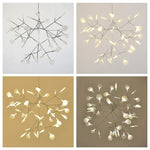suspension lumineuse moderne branchée feuilles translucides lumière led blanc doré