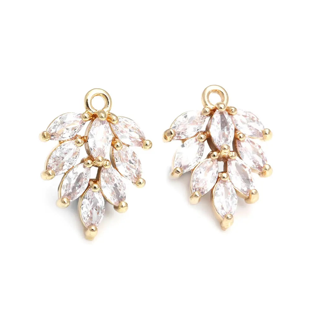 Pendentifs feuilles d'arbre avec finition couleur or 18K