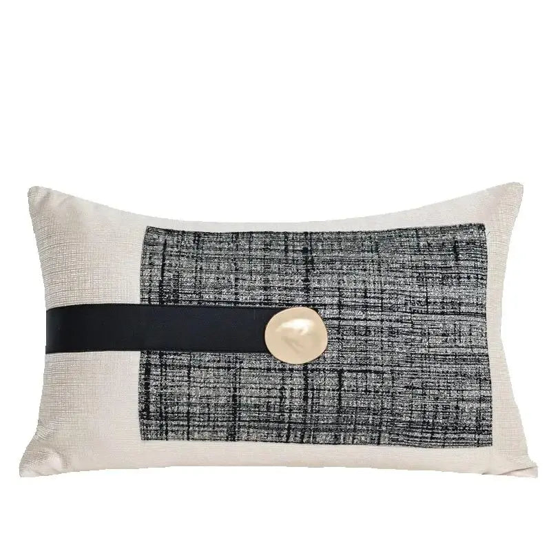 taies d'oreiller carrées tartan tissu chenille beige noir blanc décoratives modernes