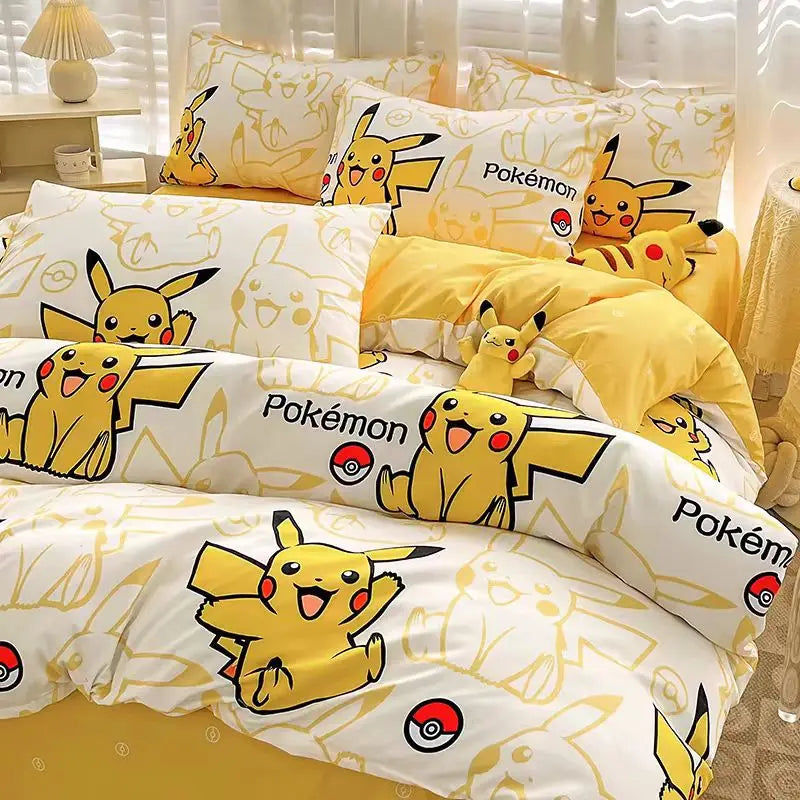 ensemble literie pokémon pikachu jaune enfant motif pikachu poke balls tissu lisse