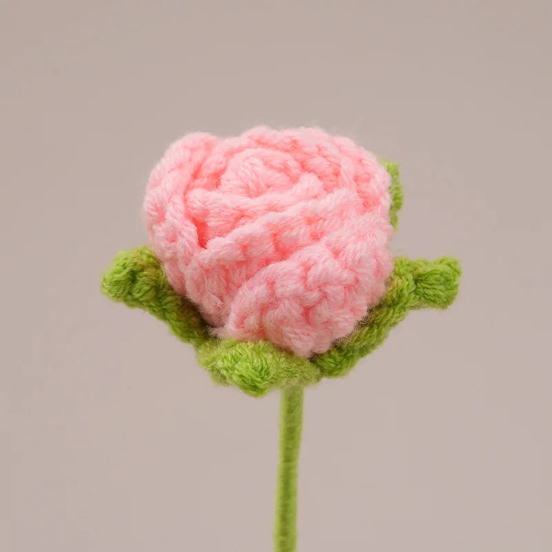 fleurs artificielles tricotées violet orange rose bleu blanc rouge jaune artisanale crochet decoration maisonintérieur