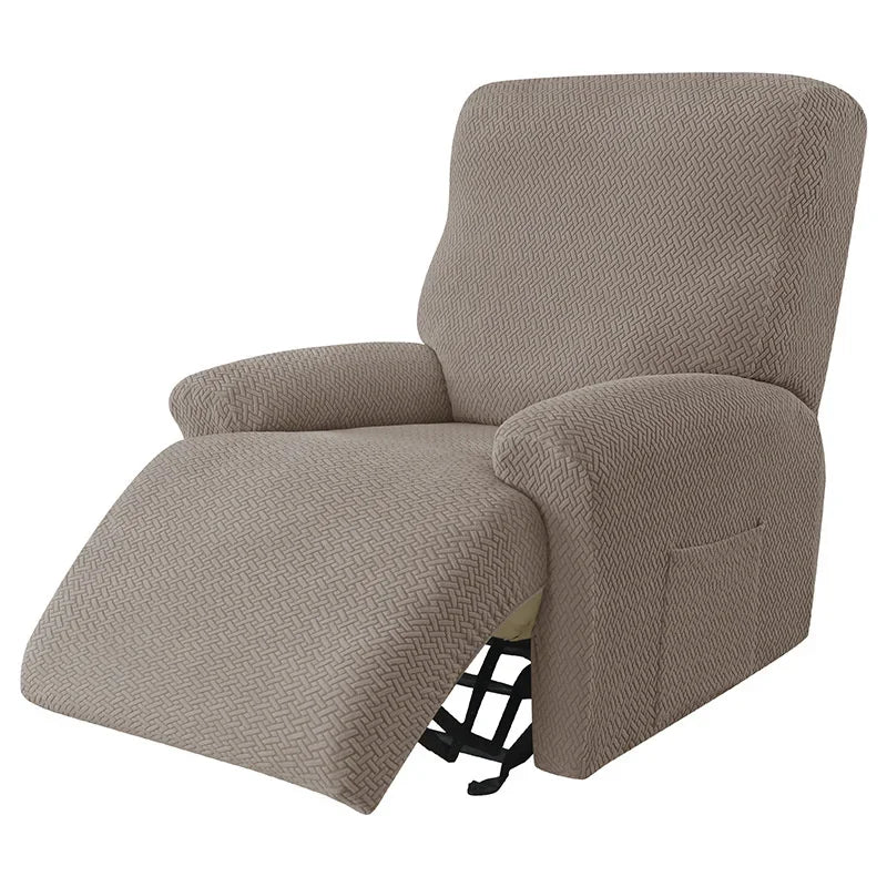 housse fauteuil inclinable gris motif géométrique moderne tissu polyestère eyelets machine wash jacquard split