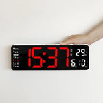 horloge murale numérique moderne alarme LED température noir blanc vert orange