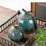 pots thé céramique rouge bleu marbré artisanal poignée branche petite grande