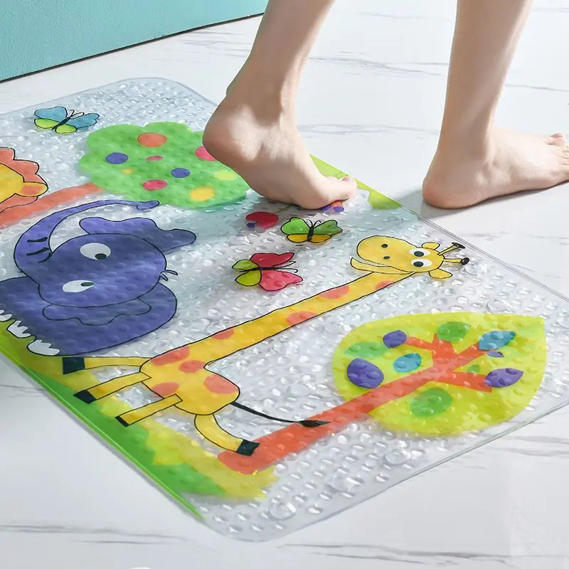 tapis bain transparent motifs animaux poissons bulles savon antidérapant enfants écologique salle bain