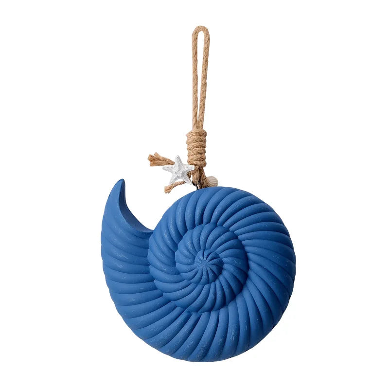 décoration murale bois coquillage bleu marine turquoise blanc spirale opalescente étoile mer coquillage fixations
