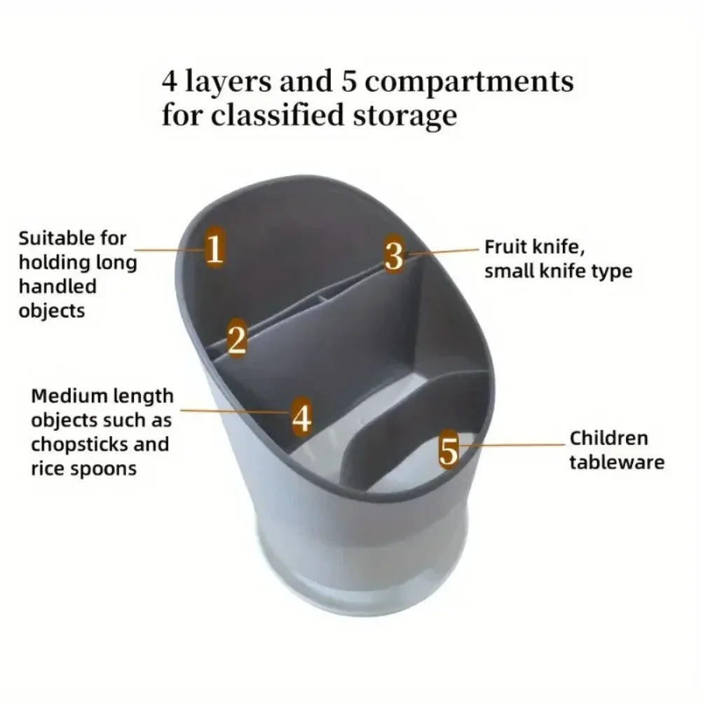 support rangement moderne blanc gris couverts cuisine conteneur plastique imperméable compartiments concaves fourchettes cuillères