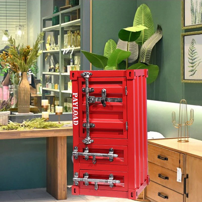boîtes rangement métal tiroirs réutilisables jaune bleu vert rouge industriel moderne