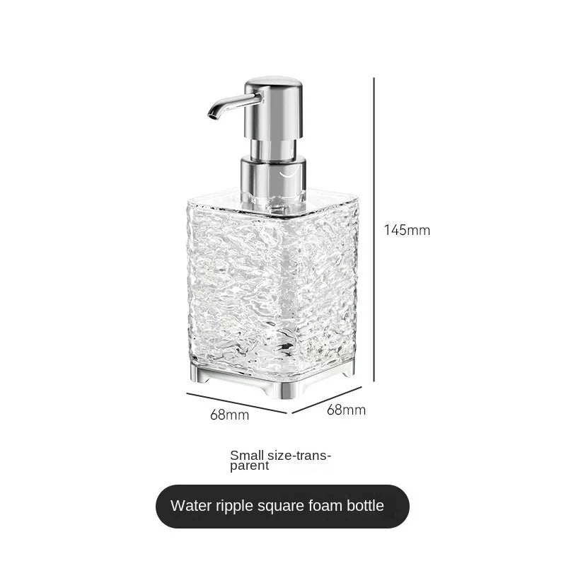 distributeur savon liquide transparent texture ondulée moderne salle bain cuisine rechargeable pump bouchon