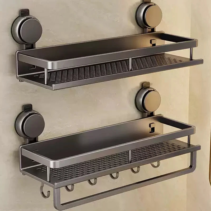 étagère salle bain moderne gris perforée adhésive aluminium crochets fixationsINCT: titre été ajusté respecter