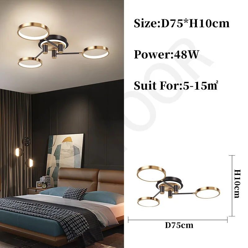lampe suspendue moderne noir doré acier poli plafonnier led salon chambre coucher