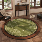 tapis rond beige noir motif fleurs oiseaux décoration salon chambre intérieur doux antidérapant moderne