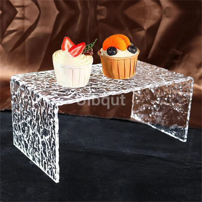 présentoir transparent moderne cupcakes stand acrylique texturé rangement étagère exposant deux pièces
