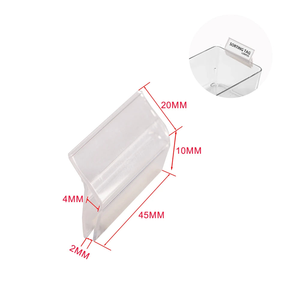 boîte rangement transparente moderne adhésif étiquette sundries sorting tag stockage armoire flexible gripper clip