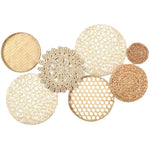 assiettes décoratives boho spirales franges naturel beige noir blanc rustic murales tressées