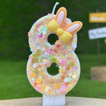 bougies forme numéro lapin oreilles paillettes colorées adhésif décoration enfantine anniversaire mariage festive