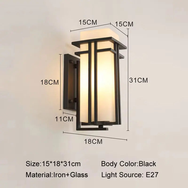 lampe murale moderne minimaliste noir vis fixée ampoules led verre dépoli e27 opaque extérieure