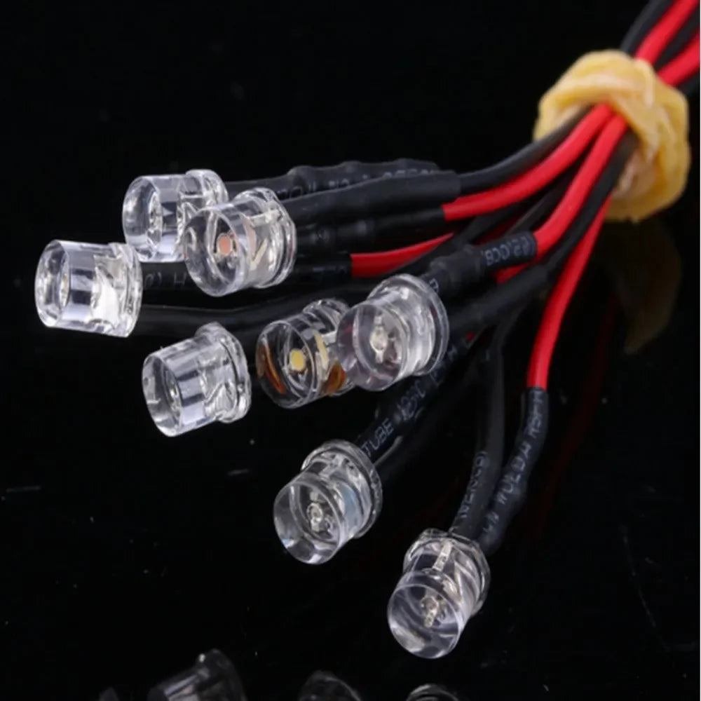 diode led plate transparente pré câblée rouge bleu vert jaune blanc rose uv rgb
