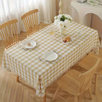 nappe table carreaux géométriques beige blanc noir tassellets classique rustique polyester imperméableextérieurintérieur