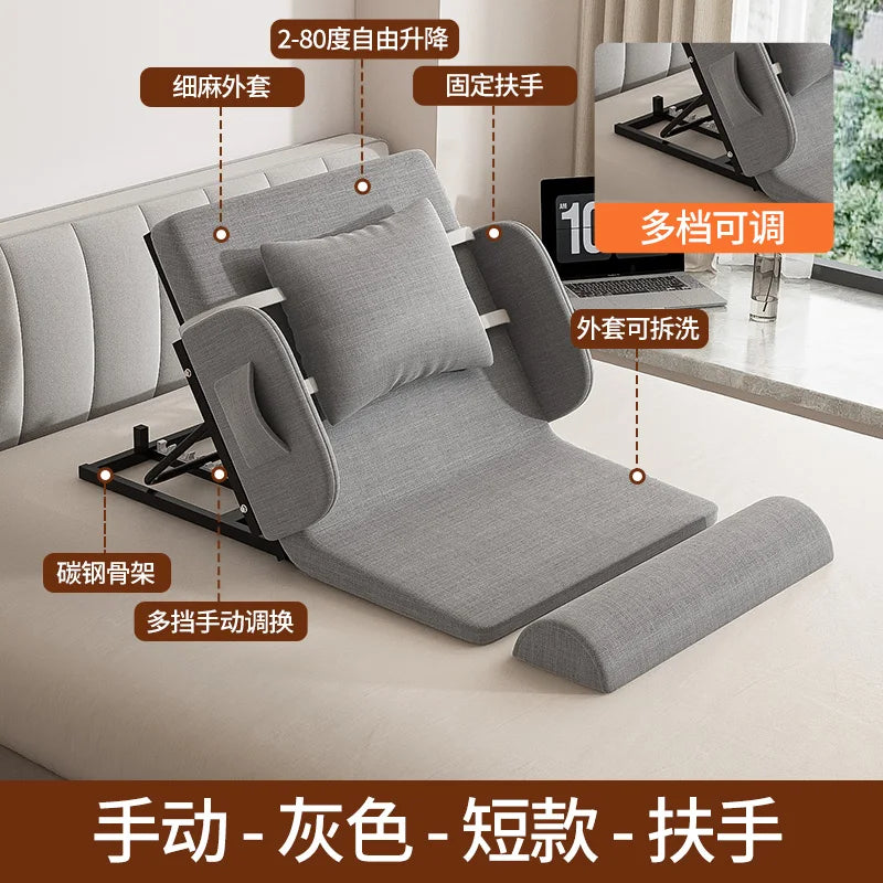 lit pliant moderne gris toile lin coussin oreiller support tablette