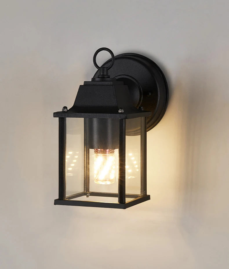 lampe murale transparente classique noir extérieure led verre trempé aluminium moderne