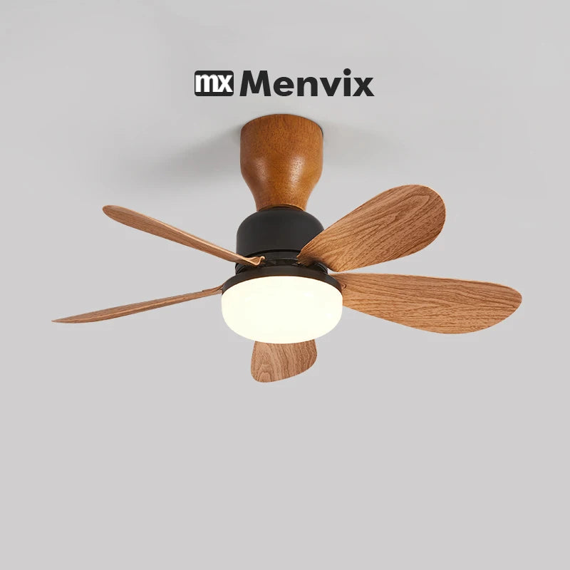 ventilateur moderne lumière led noir bois clair fixation lampe intégrée simple.texture lisse opacity chambre