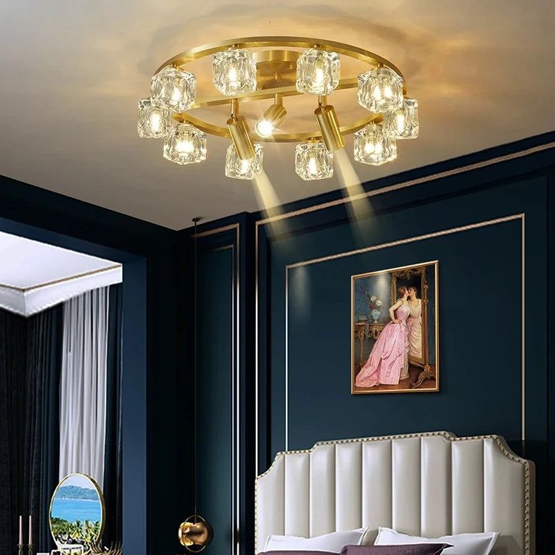 lampe moderne élégante cristal noir doré ampoules led chambre salon étude entrée