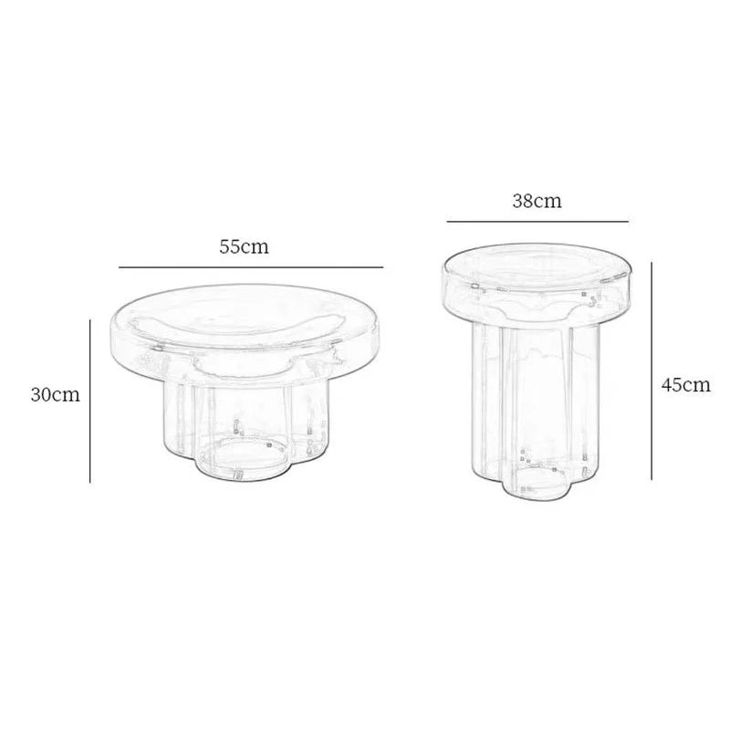 tables basses modernes verre texturé transparent sculptural maison deco orangerousse grisvert
