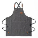 tablier cuisine toile gris classique boucles métalliques poches avant arrière adjustable