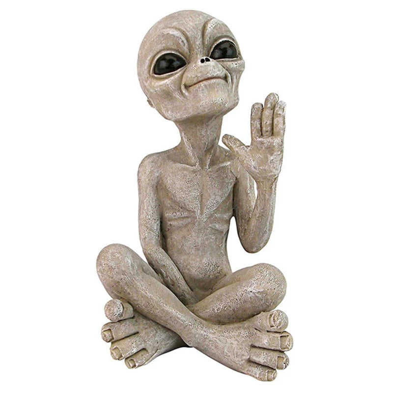 statues aliens résine vert gris yeux grands ouverts réaliste détaillé verre bière intérieur extérieur