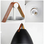 suspension lumineuse moderne conique mat noir gris rose câble cuir douille électrique