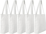 sac main blanc uni sans fermeture éclair poignées détachables toile polyester coton robuste réutilisable