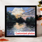 Cadre photo carré en bois personnalisé pour mur - Déco moderne et cadeau commémoratif