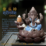 statue ganesh pierre beige texture granulée indien cendrier fixations traditionnel